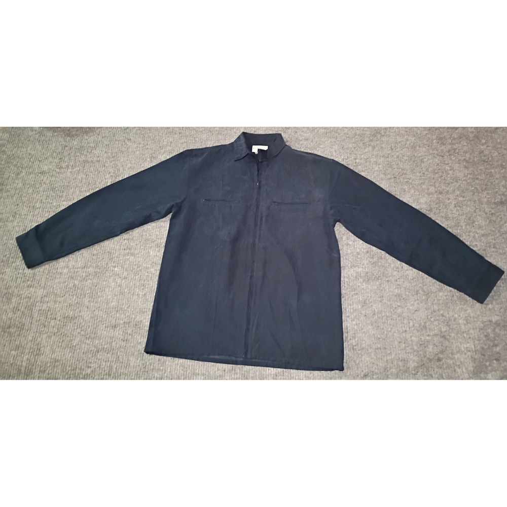 Vintage Y2K Knights Bridge Men's Navy Blue Full Zip Jacket (Over Shirt) Size Med